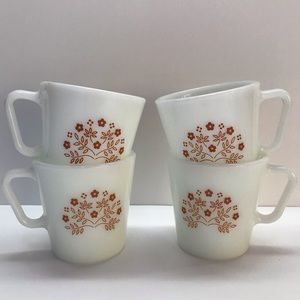 Vintage Pyrex mugs brown ginger summer impressions